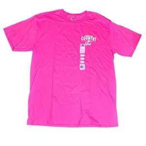 Country Graphic Tee Pink Short Sleeve Casual Basic NWT Size L